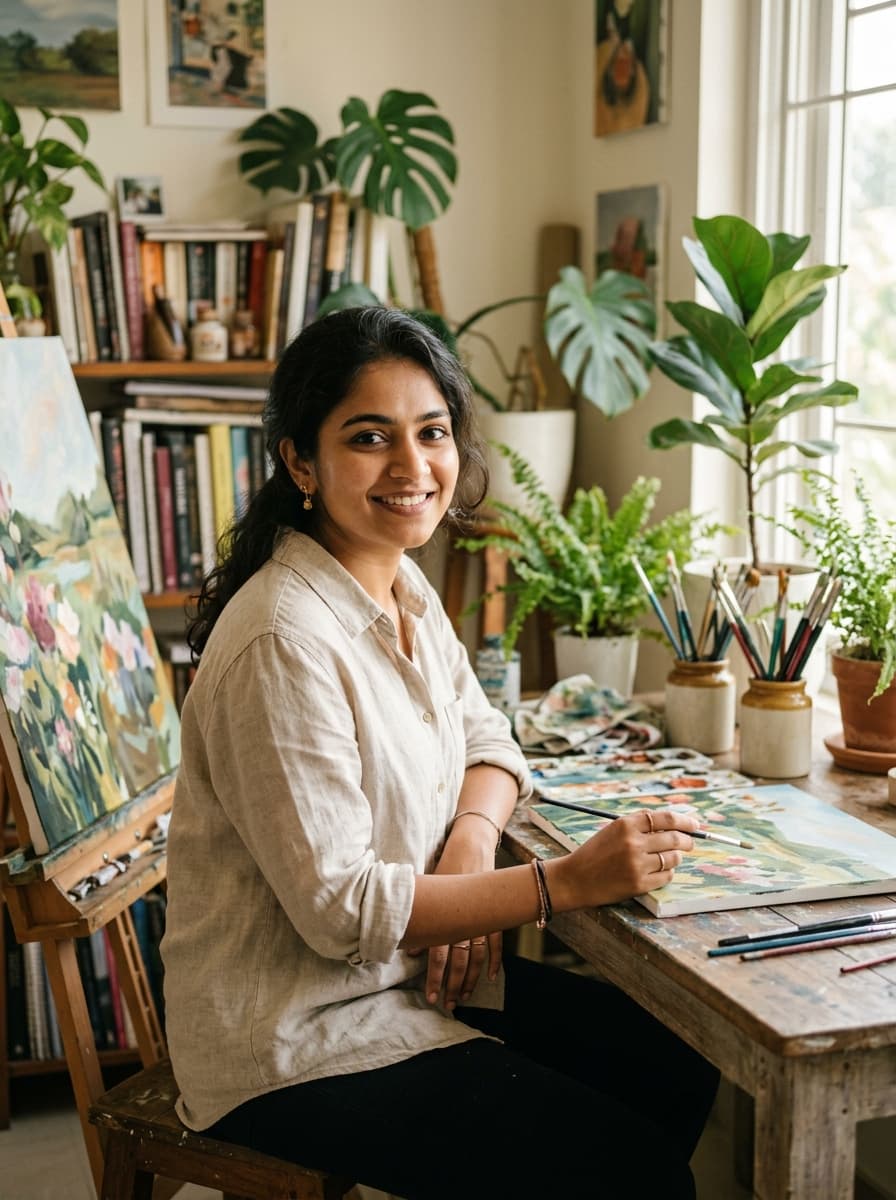 Rhitambara in her studio